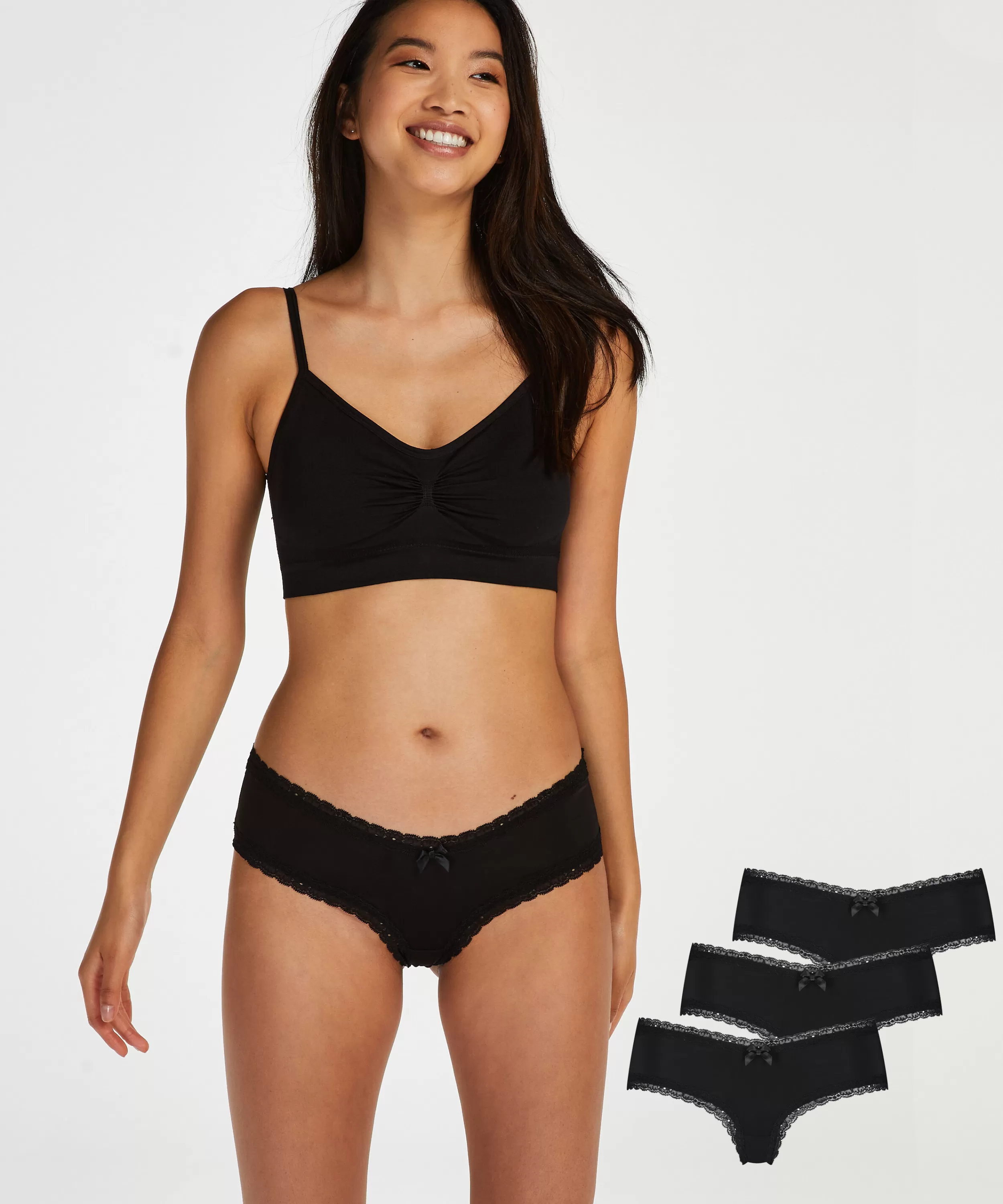 Hunkemöller Brazilians & V-Shapes<3Er-Pack Brazilian London Schwarz