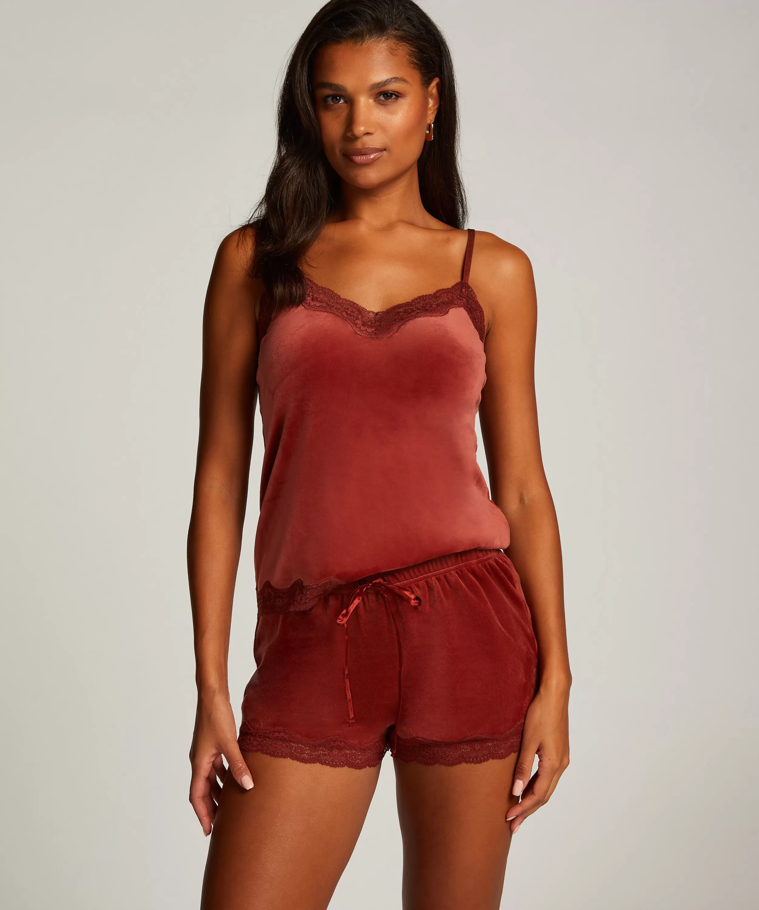 Hunkemöller Wasche<Cami Velours Spitze Braun