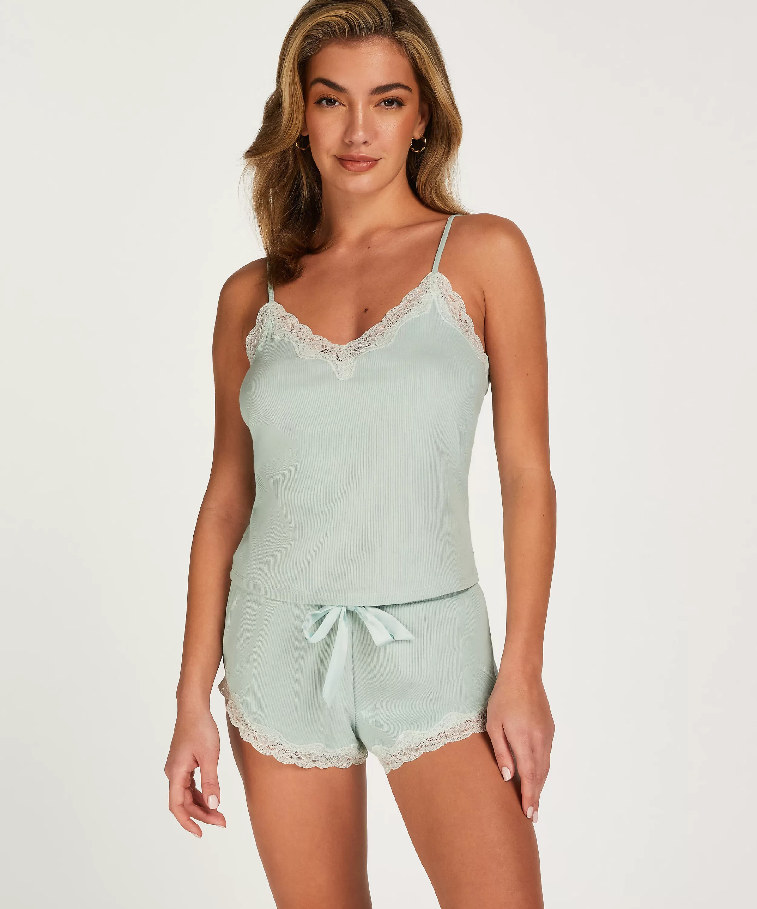 Hunkemöller Wasche<Gerippte Spitzenshorts Grun