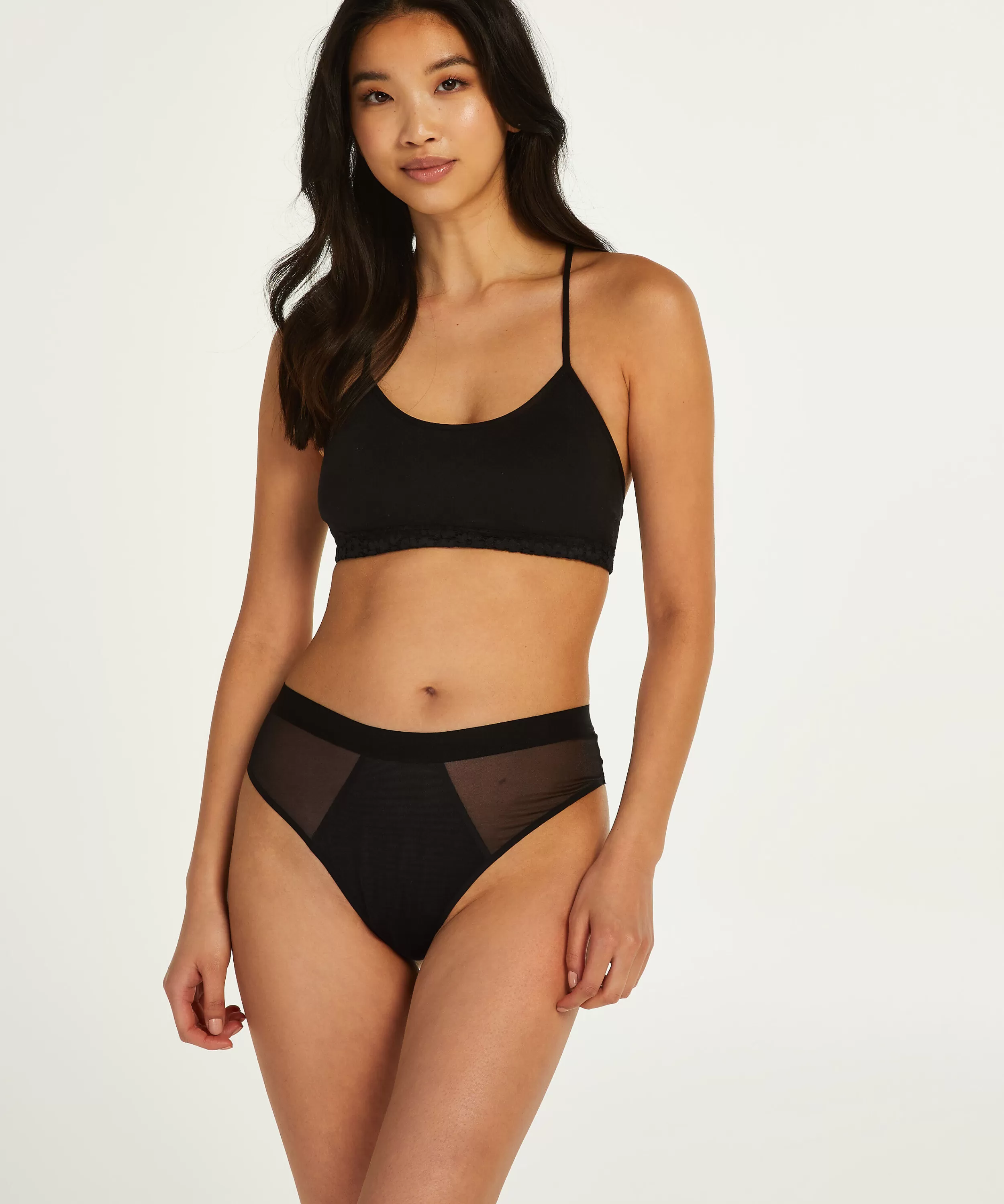 Hunkemöller Strings & Boxerstrings<Hoch Ausgeschnittener, Nahtloser String Mesh Schwarz