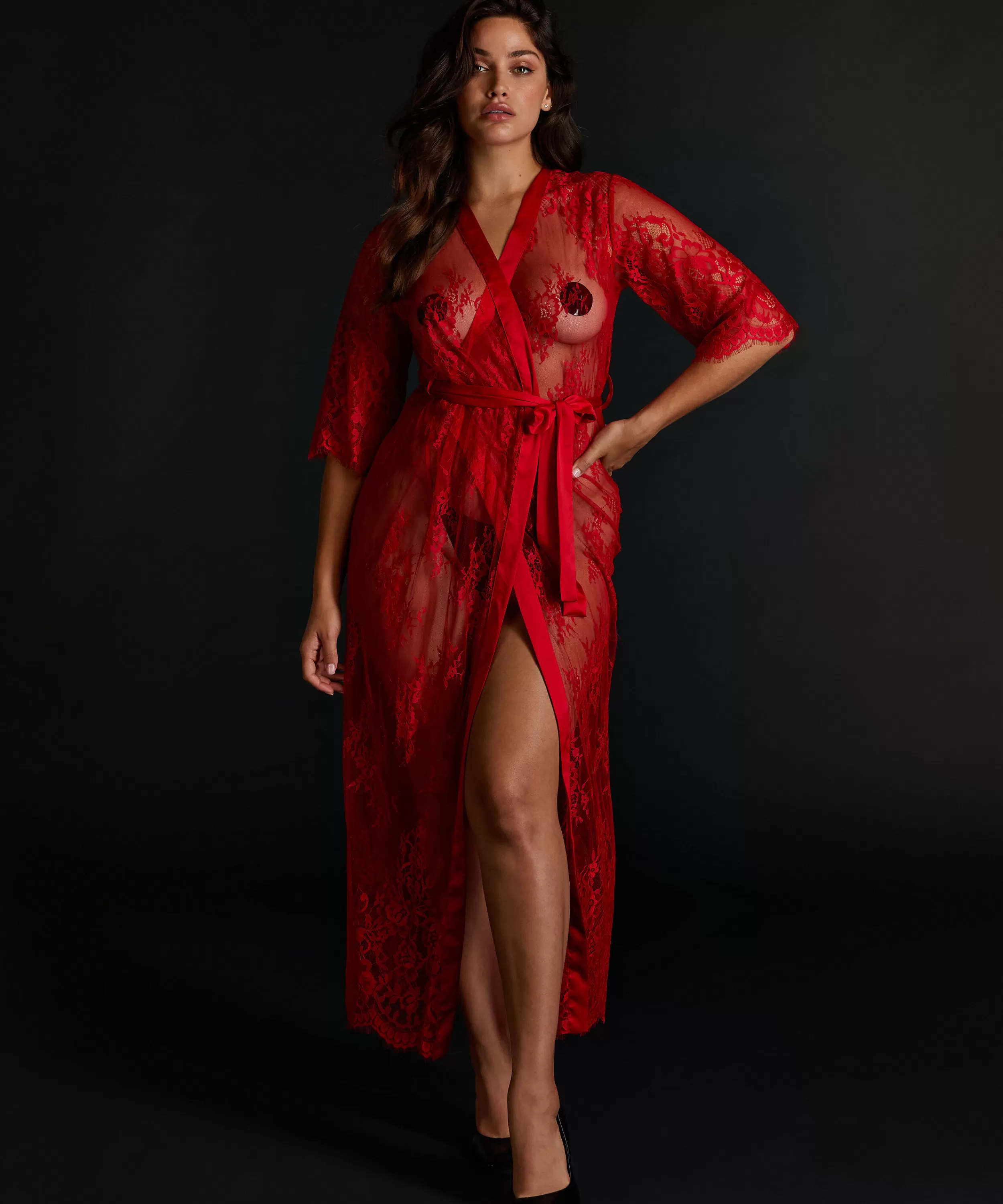 Hunkemöller Kimonos<Kimono Allover Lace Lang Rot