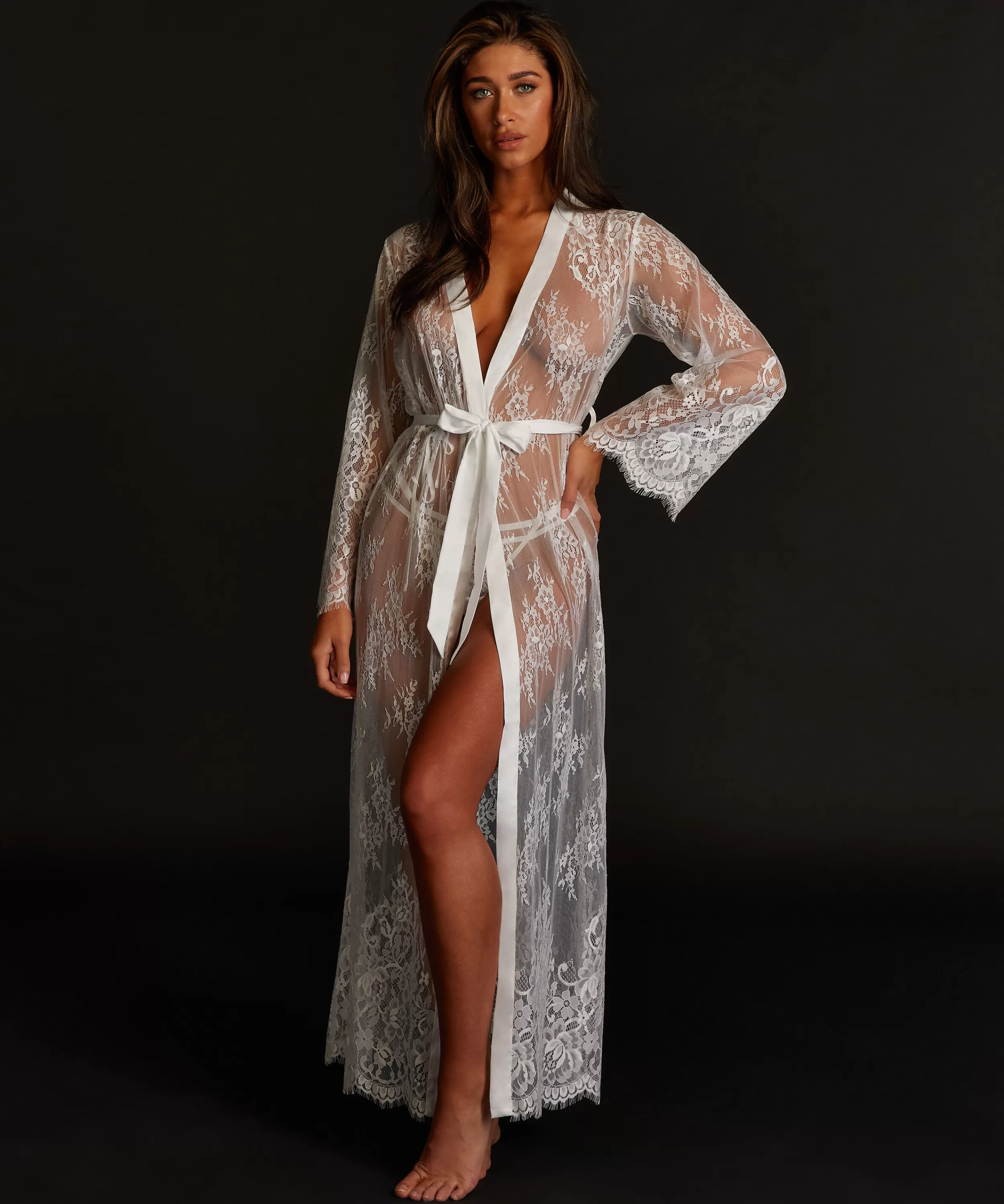 Hunkemöller Kimonos<Kimono Allover Lace Lang Weis