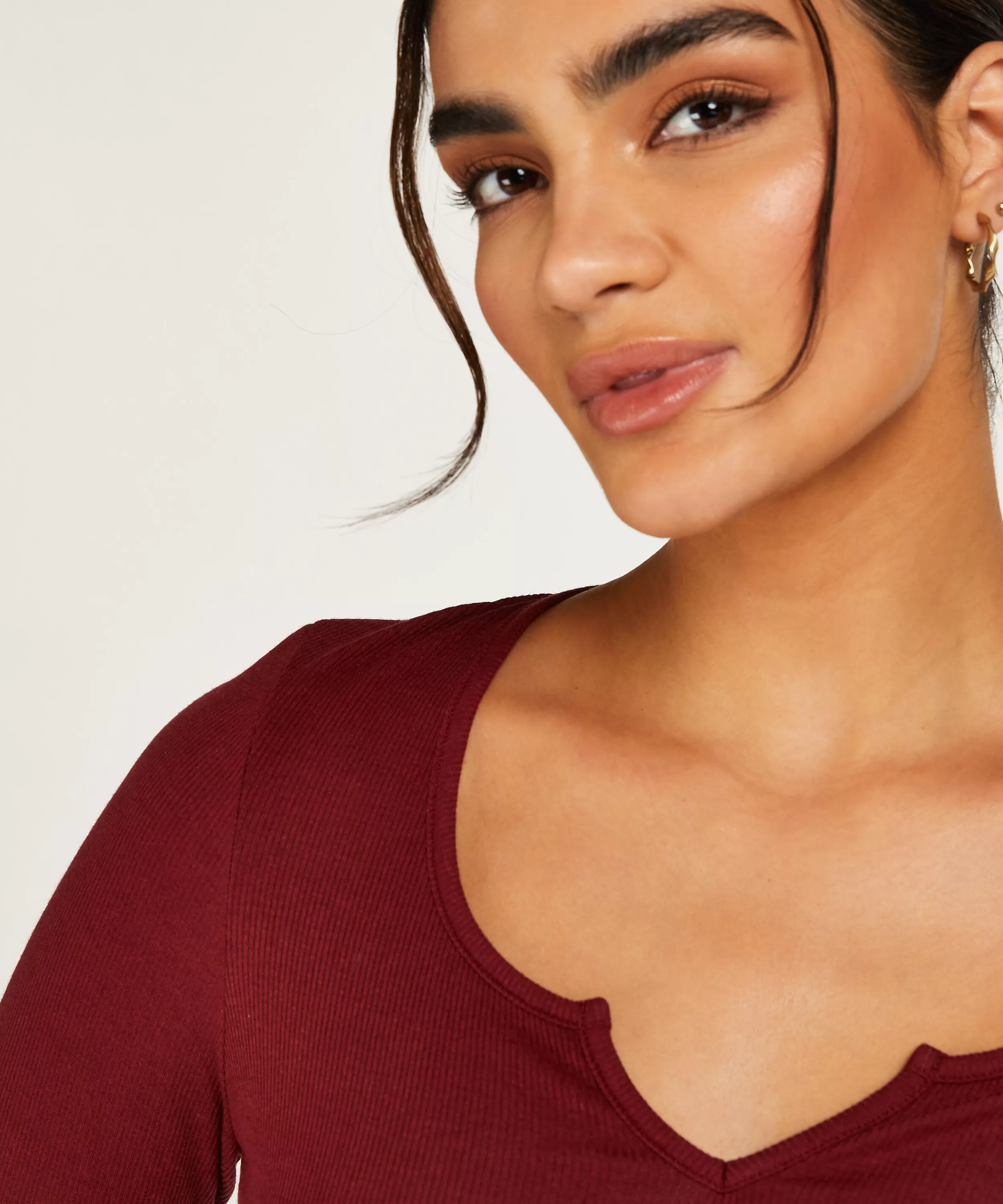 Hunkemöller Wasche<Top Mit V-Ausschnitt, Longsleeve Rot